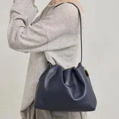 未使用】russet レザー巾着4WAY ミニショルダーバッグ サックスブルー