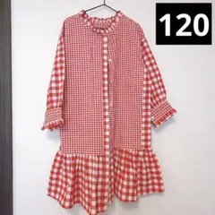 美品　ブリーズ ワンピース 赤ギンガム 120