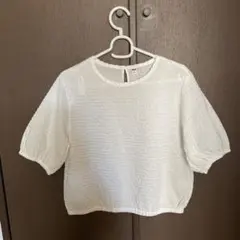 UNIQLO ホワイト シアサッカーTシャツ Sのサムネイル