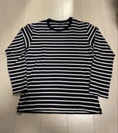 ネイビーとホワイトのストライプ長袖カットソー S