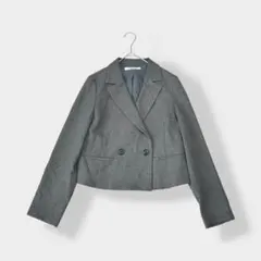 ナチュラルビューティーベーシック ダブルブレストショートジャケット グレー S