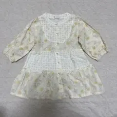 美品　80cm 長袖ワンピース　花柄　ティアード　フリル　女の子　チュニック