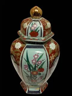 壺　花鳥　六角形