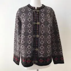 Carroll Reed チロルカーディガン　総柄ノルウェー　ビンテージ