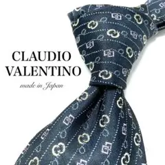【美品】 CLAUDIO VALENTINO ネクタイ 小紋柄 ネイビーのサムネイル