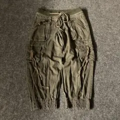 vintage ギミック　カーゴパンツ　短め丈　Y2K ミニタリー　古着　カーキのサムネイル
