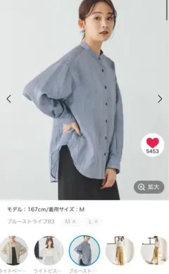 グローバルワーク　ライトブルー 　アソート柄シアーシャツ　L