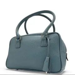 希少　A.D.M.J　ミニボストンバッグ　トート　レザー　水色　ロゴ　肩掛け◎