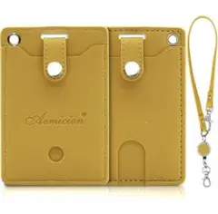 定期入れパスケース パス入れリール付き　ストラップ付き　本革　ICカード　新品