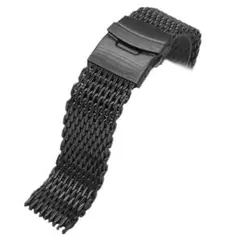 匿名配送 腕時計 交換用 ベルト 20mm メッシュ ダブルロック ブラック