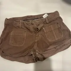 ブラウン コーデュロイ ショートパンツ