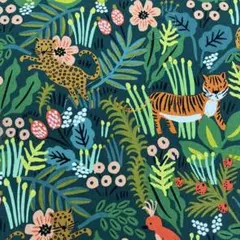 アニマル　タイガー　綿麻　usa 生地　廃版レア