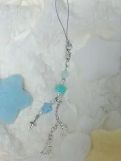 星型ビーズのストラップ ハンドメイド