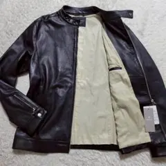 新品タグ付き✨ ナノユニバース 羊革 シングルライダース ジャケット 黒 XL