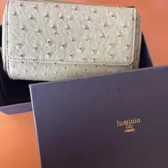 luminio オーストリッチレザー 長財布 うぐいす色のサムネイル
