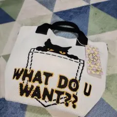 D.KELLY トートバッグ 猫 WHAT DO U WANT