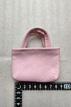 革 ミニチュア バッグ ハンドメイド ピンク