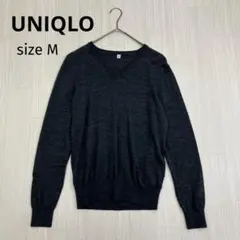 ◆ UNIQLO ユニクロ メリノウール Vネック ニット セーター グレー M