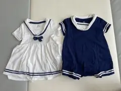 H&M セーラーロンパース　トップス 2枚セット　2-4M 62cm