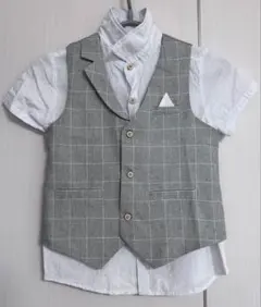 【着用1回】グレーのチェック柄がフォーマル3点セット（入学式・卒園式・発表会）