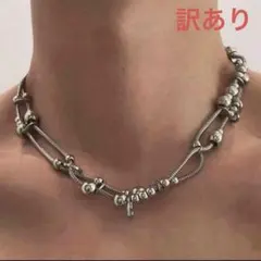 訳あり　ユニセックス　doublerope シルバーネックレス　グランジ　y2k