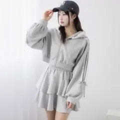 夢展望 サイドラインフリルジャージ セットアップ スカート