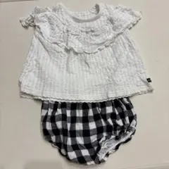 肩あきカットソー　ギンガムチェックブルマ