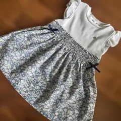 SLAP SLIP 青　ワンピース　ノースリーブ　花柄　80