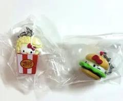 ハローキティ めじるしアクセサリーアメリカンデザイン　ハンバーガー　ポップコーン