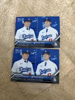 大谷翔平　山本由伸　MLB Topps now ドジャース入団会見 2枚