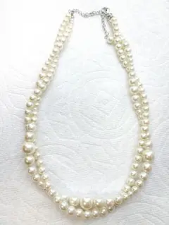 ホワイトパール二重ネックレス 国内生産(本人)42cm～50cm