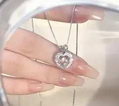 ハート型ペンダント ネックレス ピンクストーン