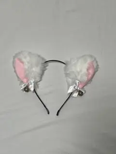 猫耳耳カチューシャ ホワイト ピンク