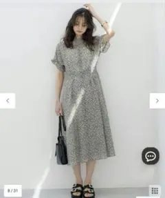 組曲 S2 KUMIKYOKU 半袖 カットソー ワンピース ミニフラワー