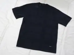 ブラックレーベル クレストブリッジ　半袖ブロックチェック柄ニット　紺　Lサイズ