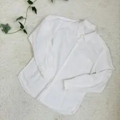 GU　リネンブレンドシャツ　麻混　ホワイト　М