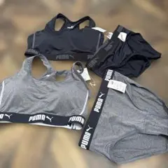 PUMA スポーツブラ・ショーツセット グレー・ブラック