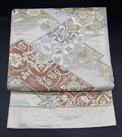 高級 正絹 袋帯 礼装 フォーマル 洒落帯　金糸　唐草　有栖柄　花柄　335