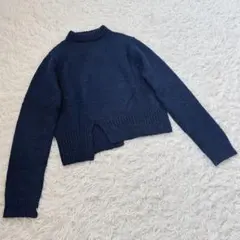 チノ　CINOH モヘヤ混　ウール　クロップド　長袖ニット　ネイビー　サイズ38