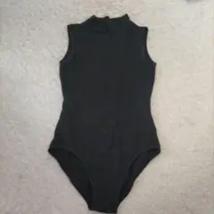 フロントジップ ハイネックレオタード 黒