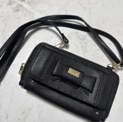 ハローキティ　リボン付き　ブラック　ショルダー長財布