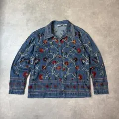 USA製 CLICK 花柄刺繍 テンセル デニムジャケット S - メルカリ