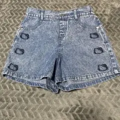 ハローキティ刺繍デニムショートパンツ 100cm