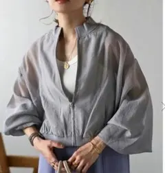 ボンジュールサガン グレー シアー ブルゾン