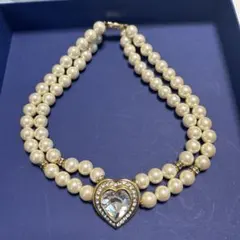 パールハート型ネックレス