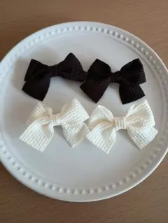 リボン型ヘアクリップ4個セット