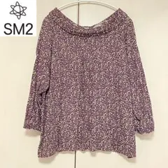 サマンサモスモス SM2 木の実柄後ろリボンブラウス レディース 花柄 パープルのサムネイル