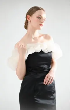 新品未使用　黒 カラー ドレス チュール 結婚式 前撮り 2次会 韓国