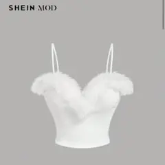 SHEIN ホワイトファー付きキャミソール
