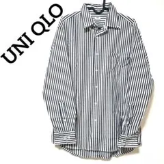 UNI QLOユニクロ　 長袖シャツ紺と白ストライプMサイズ